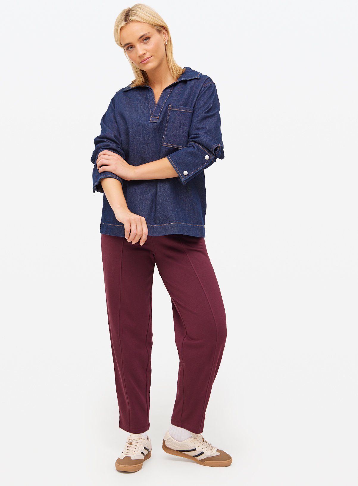 Burgundy Co-ord Barrel Leg Joggers  XL - Image 1 thumbnail